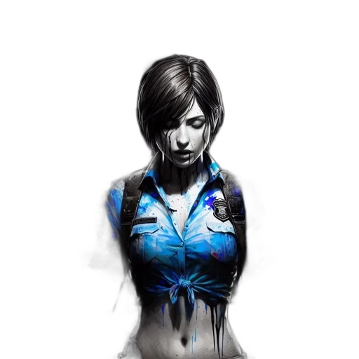 dress, robot, face, jacket, concept art, fantasy art, comic book art, photorealistic transparent PNG cut-out