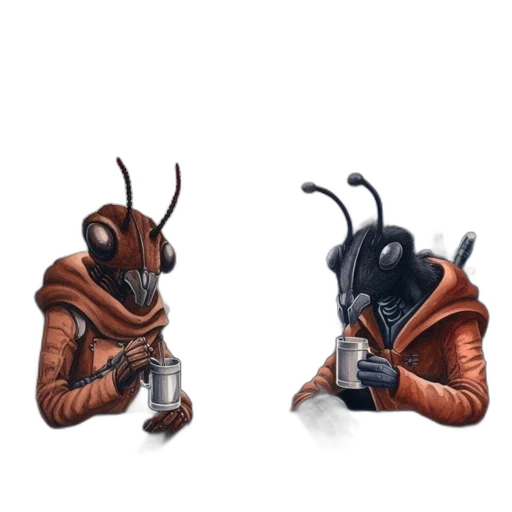 robot, creature, jacket, mask, concept art, pixel art, fantasy art, 3d render transparent PNG cut-out