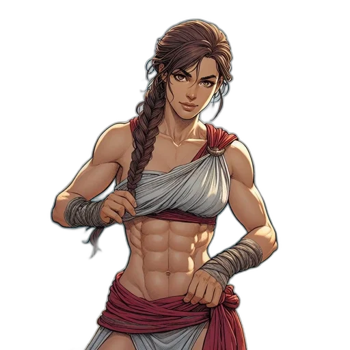 sword, fantasy art, pixel art, concept art, comic book art, ancient-garbed, female, figure transparent PNG cut-out