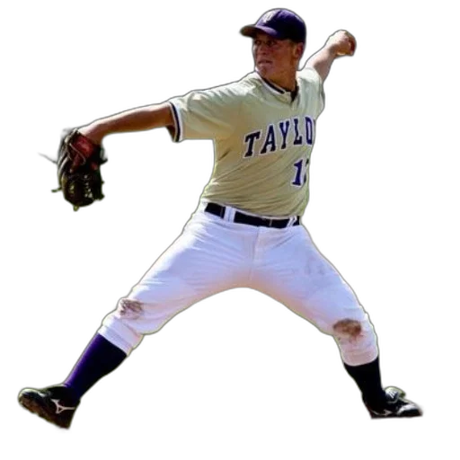 baseball, player, taylor, university, middle, pitching transparent PNG cut-out