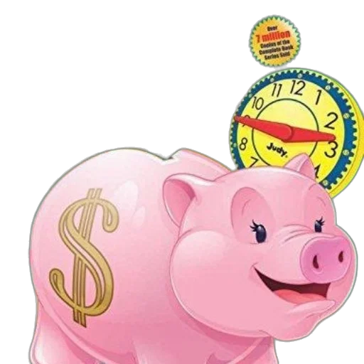 colorful, book, cover, featuring, piggy, bank, dollar, sign transparent PNG cut-out