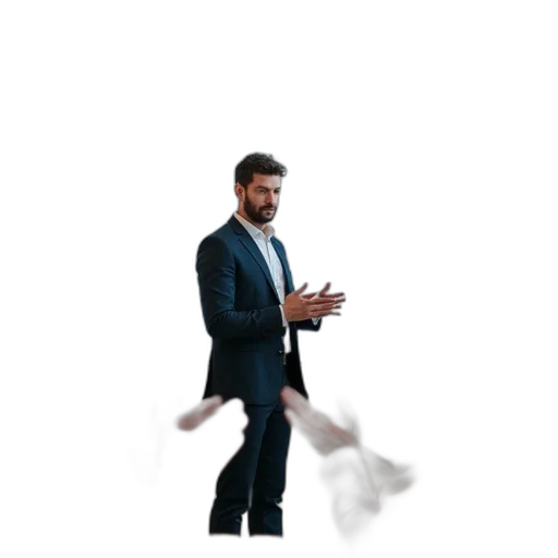 staff, umbrella, jacket, creature, concept art, 3d render, pixel art, photorealistic transparent PNG cut-out