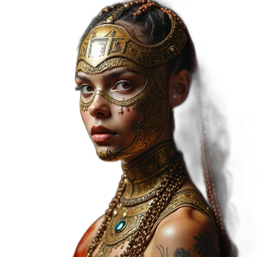 jewelry, mask, crown, face, fantasy art, concept art, comic book art, photorealistic transparent PNG cut-out