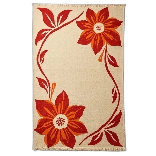 flower, red, beige, rug, pattern, orange, floral, designs transparent PNG cut-out