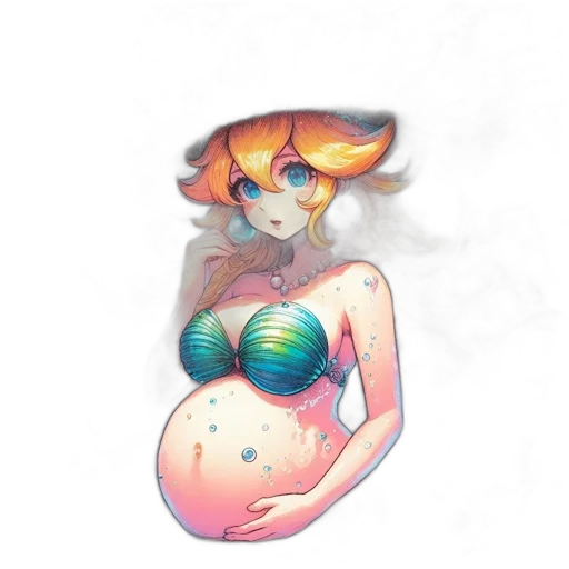 creature, jewelry, dress, watercolor, concept art, pixel art, vaporwave, underwater transparent PNG cut-out