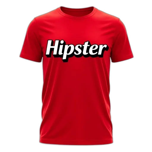 red, t-shirt, word, hipster, stylized, font, front, shirt transparent PNG cut-out