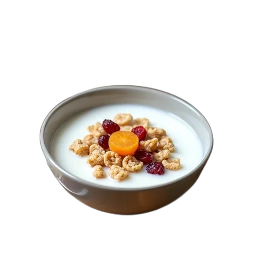 food, crown, jewelry, photorealistic, 3d render, bowl, cereal, milk transparent PNG cut-out