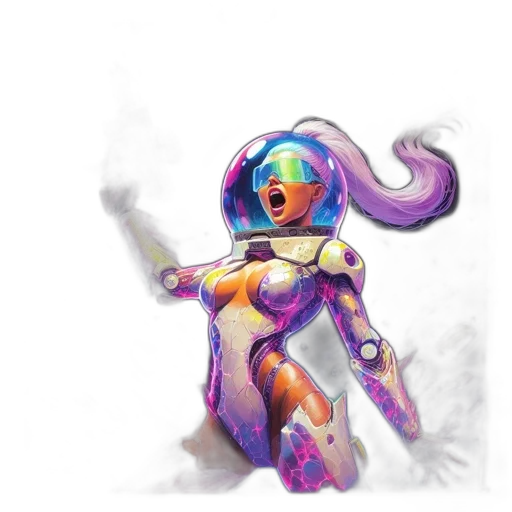 robot, staff, weapon, concept art, fantasy art, pixel art, comic book art, outer space transparent PNG cut-out