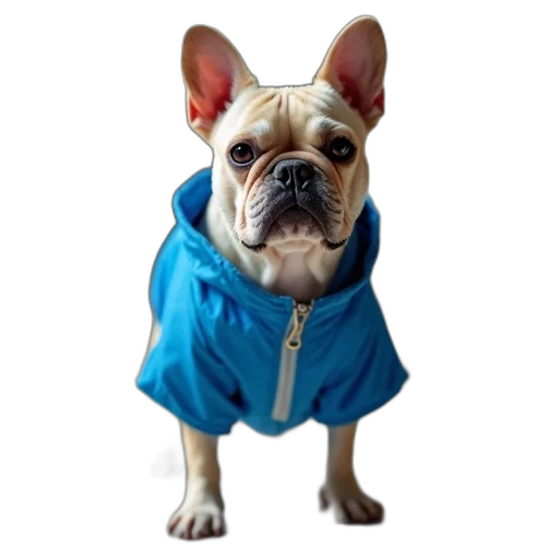 jacket, staff, animal, face, photorealistic, 3d render, small, french transparent PNG cut-out