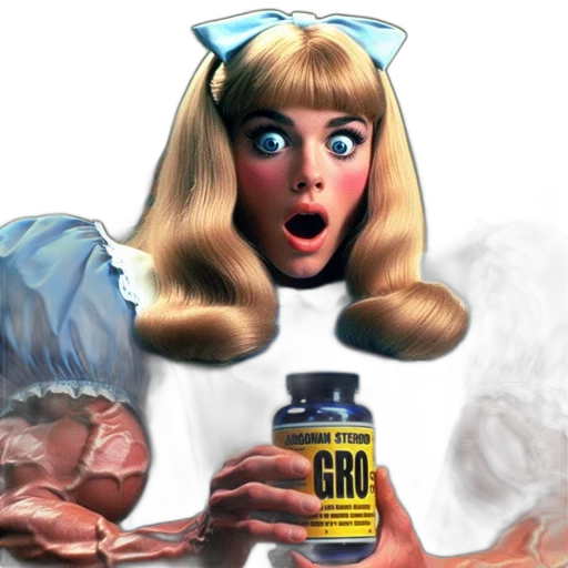 hair, bottle, photorealistic, comic book art, concept art, 3d render, alice, wonderland transparent PNG cut-out