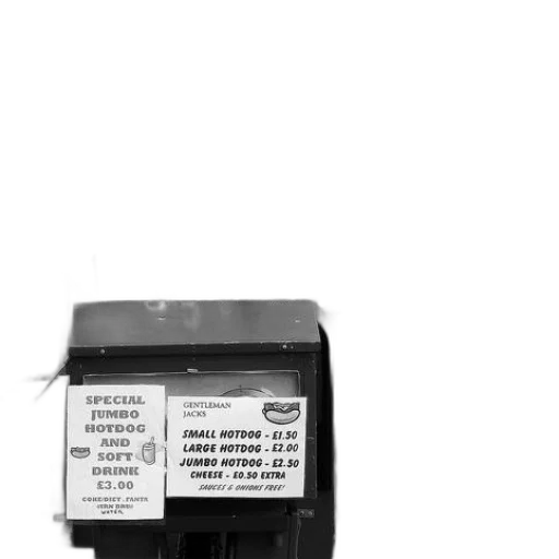robot, black, white, photo, hot, dog, stand, sign transparent PNG cut-out