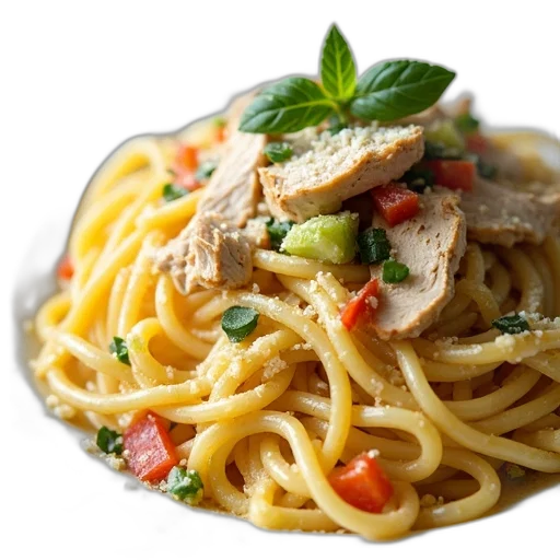 food, 3d render, photorealistic, close-up, view, plate, pasta, creamy transparent PNG cut-out