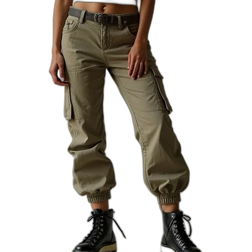 jacket, 3d render, photorealistic, earth tones, green, womens, cargo, pants transparent PNG cut-out