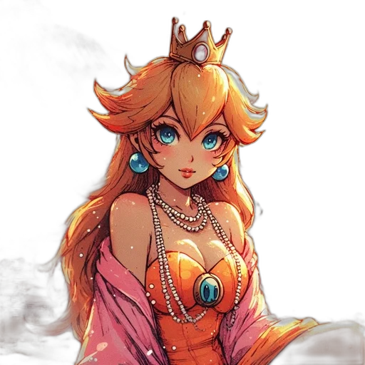 crown, dress, jewelry, staff, fantasy art, concept art, watercolor, pixel art transparent PNG cut-out