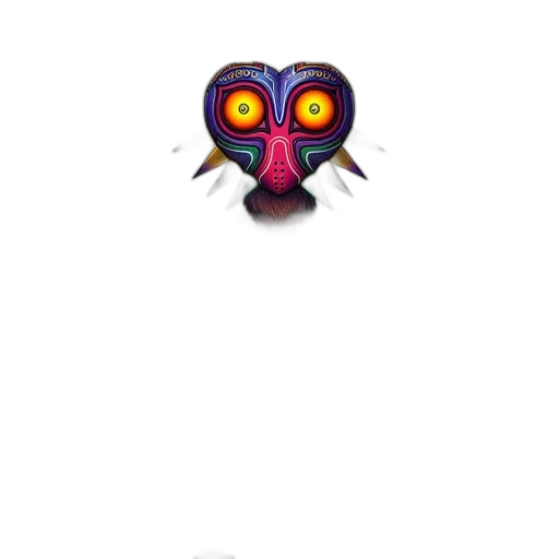 mask, creature, robot, animal, pixel art, concept art, 3d render, vaporwave transparent PNG cut-out