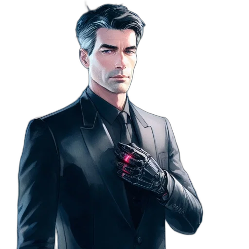jacket, concept art, cyberpunk, comic book art, pixel art, dark, man, black transparent PNG cut-out