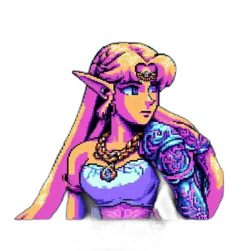 crown, dress, face, jewelry, pixel art, vaporwave, fantasy art, concept art transparent PNG cut-out