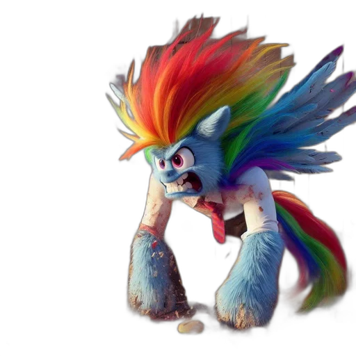 creature, staff, animal, hair, concept art, 3d render, fantasy art, watercolor transparent PNG cut-out