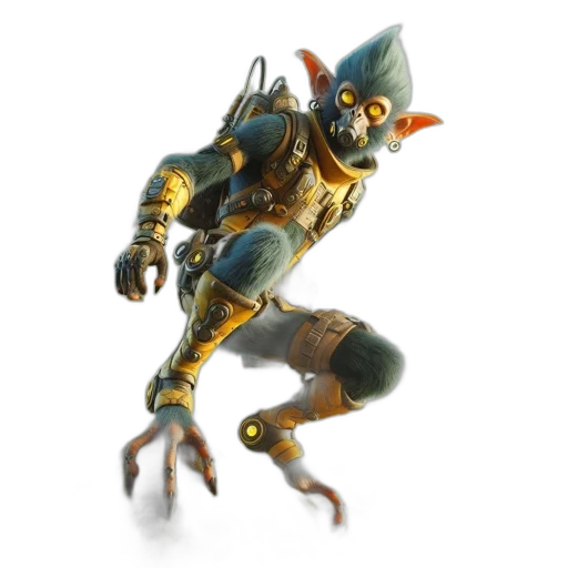 robot, creature, animal, staff, concept art, 3d render, fantasy art, anthropomorphic transparent PNG cut-out