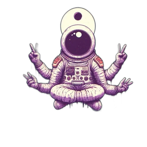 robot, creature, pixel art, concept art, cartoon, vaporwave, outer space, astronaut transparent PNG cut-out
