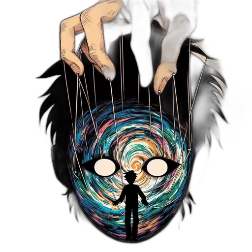 mask, hair, staff, umbrella, anime, fantasy art, comic book art, concept art transparent PNG cut-out