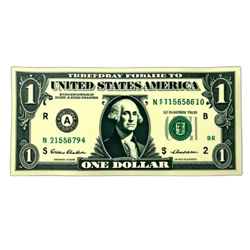 3d render, stylized, image, one-dollar, bill, greenish, tint, featuring transparent PNG cut-out
