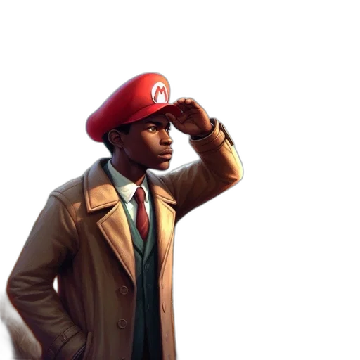 hat, jacket, staff, weapon, concept art, 3d render, photorealistic, comic book art transparent PNG cut-out