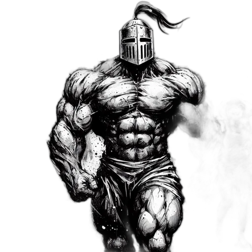 robot, sword, weapon, creature, comic book art, concept art, fantasy art, pencil sketch transparent PNG cut-out