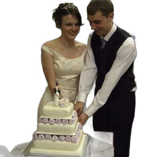 dress, bride, groom, cut, into, their, wedding, cake transparent PNG cut-out