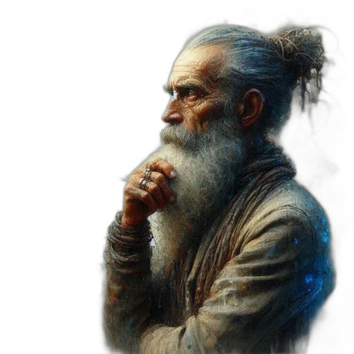 face, fantasy art, photorealistic, concept art, oil painting, elderly, man, beard transparent PNG cut-out