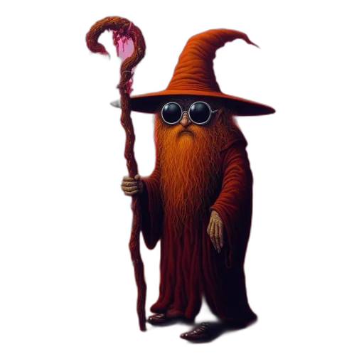 staff, creature, hat, animal, concept art, fantasy art, pixel art, 3d render transparent PNG cut-out