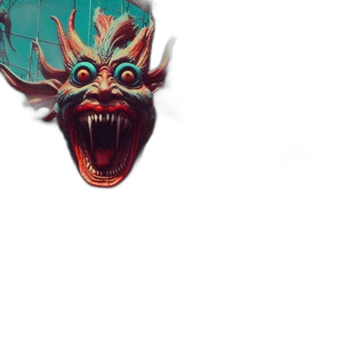 creature, mask, face, dragon, concept art, pixel art, fantasy art, 3d render transparent PNG cut-out