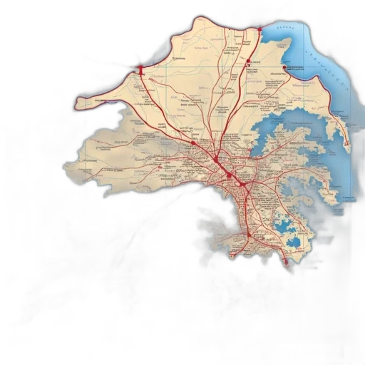 concept art, detailed, map, hong, kong, various, transportation, routes transparent PNG cut-out