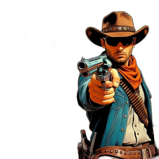 weapon, comic book art, concept art, photorealistic, cowboy, revolver, stands, desert transparent PNG cut-out