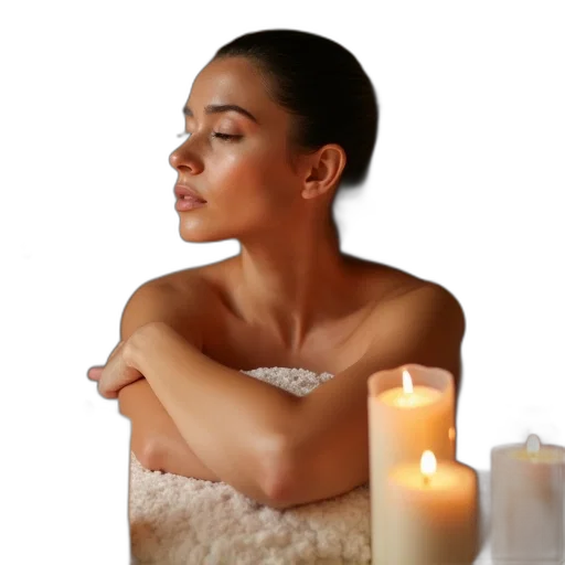 jewelry, beautiful, woman, getting, aroma, massage, candles transparent PNG cut-out