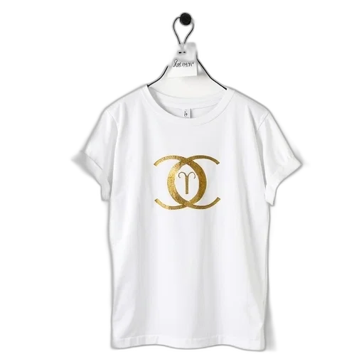 jewelry, 3d render, white, t-shirt, gold, foil, logo, front transparent PNG cut-out