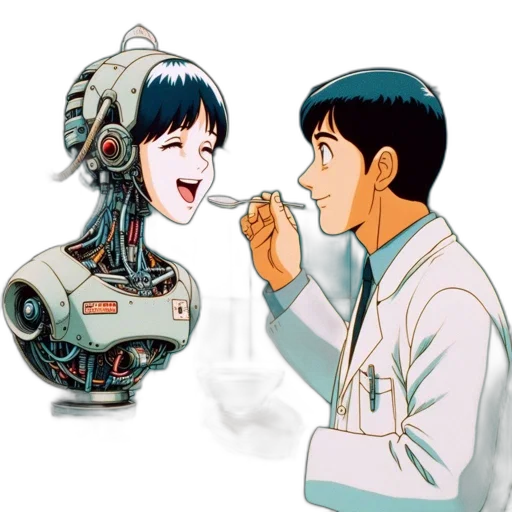 robot, concept art, cartoon, anime, vaporwave, outer space, illustrated, scene transparent PNG cut-out