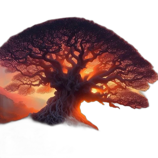 tree, hair, creature, crown, fantasy art, concept art, photorealistic, 3d render transparent PNG cut-out