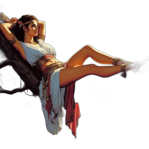 dress, concept art, fantasy art, photorealistic, comic book art, sunset, fire, beach transparent PNG cut-out