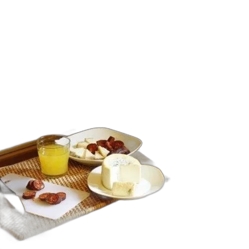 food, 3d render, cozy, breakfast, setup, cheese, sausage, orange transparent PNG cut-out