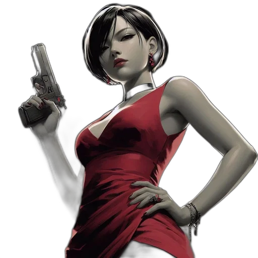 weapon, staff, dress, comic book art, concept art, fantasy art, photorealistic, red transparent PNG cut-out