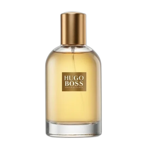 bottle, dress, hugo, boss, perfume, golden, cap, clear transparent PNG cut-out