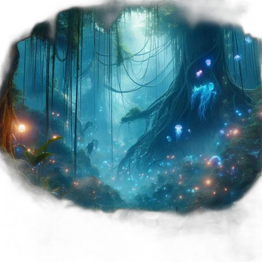 tree, dragon, creature, concept art, fantasy art, watercolor, 3d render, fog transparent PNG cut-out