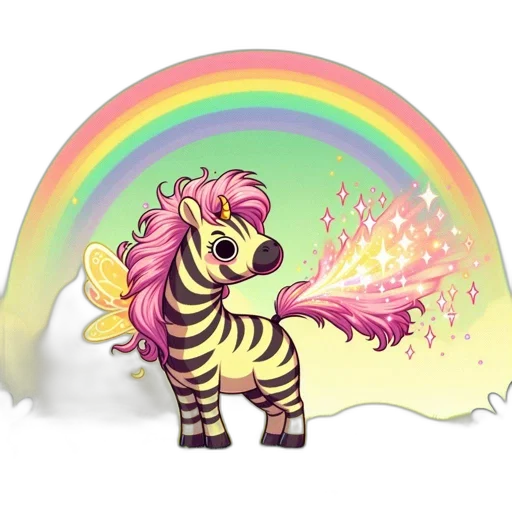 fantasy art, concept art, pixel art, whimsical, zebra-like, creature, butterfly, wings transparent PNG cut-out