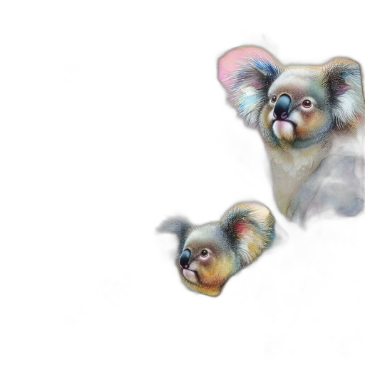 animal, creature, watercolor, photorealistic, oil painting, concept art, pastel, three transparent PNG cut-out