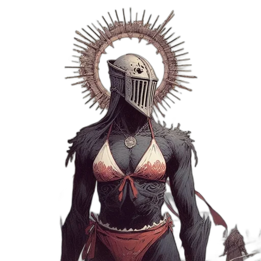 mask, robot, dress, creature, concept art, comic book art, fantasy art, cyberpunk transparent PNG cut-out