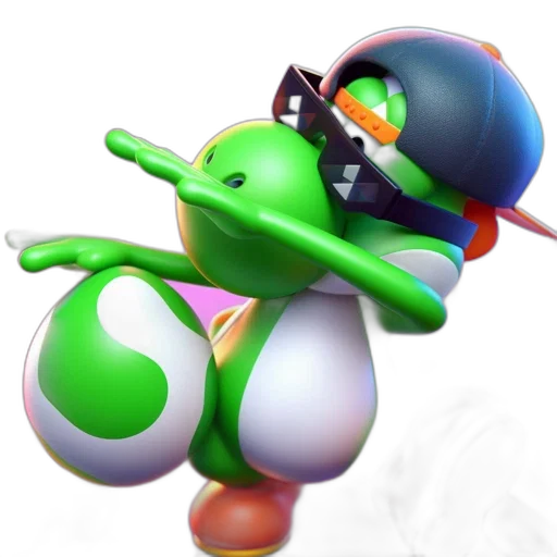 weapon, hat, creature, animal, 3d render, concept art, vaporwave, green transparent PNG cut-out