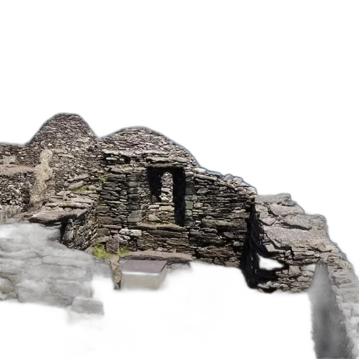 building, crown, 3d render, concept art, photorealistic, stone, ruins, overlooking transparent PNG cut-out
