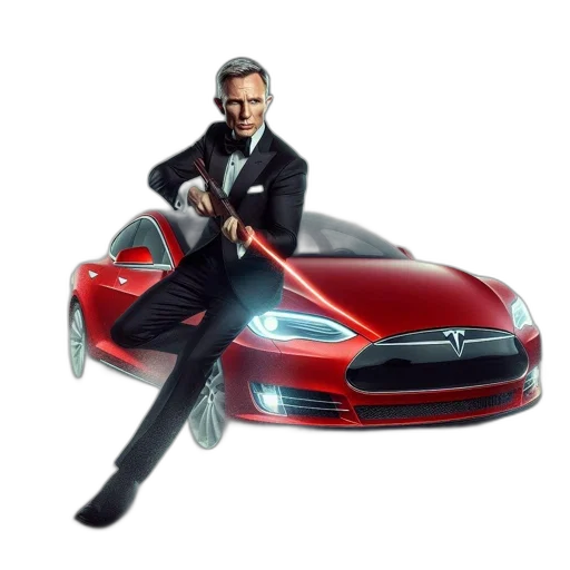 car, concept art, photorealistic, cartoon, 3d render, man, black, suit transparent PNG cut-out