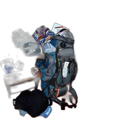 robot, jacket, staff, mask, concept art, 3d render, outer space, blue transparent PNG cut-out